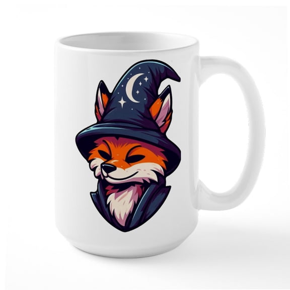 CafePress - Fox Wizard Magic Fantasy - 15 oz Ceramic Large White Novelty Mug