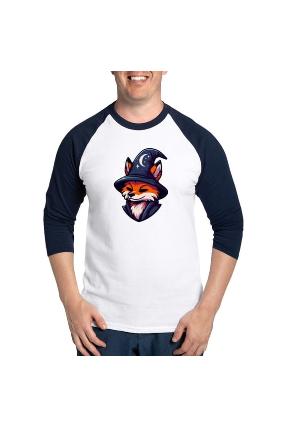 - Fox Wizard Magic Fantasy - Cotton Baseball Jersey, 3/4 Raglan Sleeve Shirt