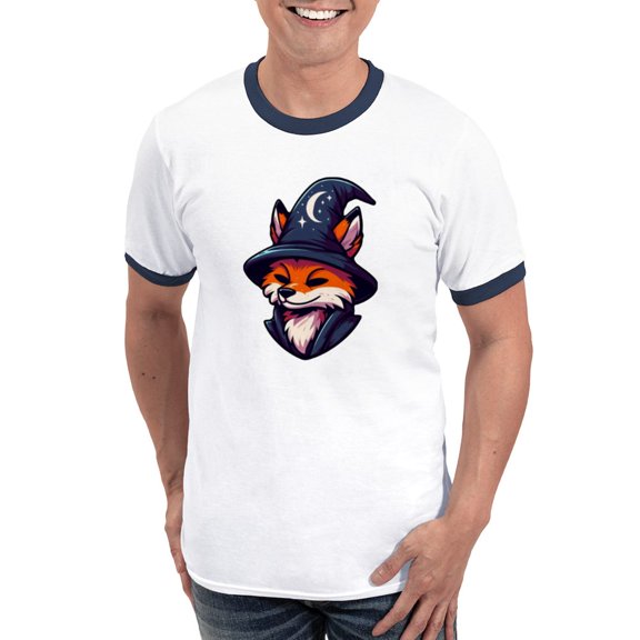 CafePress - Fox Wizard Magic Fantasy Men's Ringer T Shirt - 100% Cotton Ringed T-Shirt