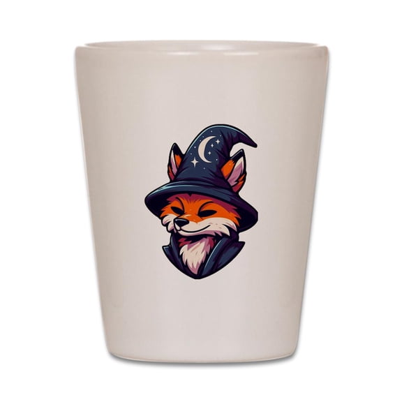 CafePress - Fox Wizard Magic Fantasy - White Shot Glass, Unique and Funny Shot Glass