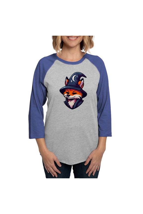 - Fox Wizard Magic Fantasy Women's Baseball T Shirt - Womens Baseball Tee