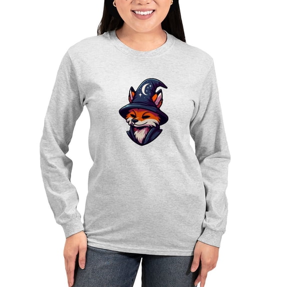 CafePress - Fox Wizard Magic Fantasy Women's Long Sleeve T Shirt - Women's Long Sleeve Graphic Casual T-Shirt