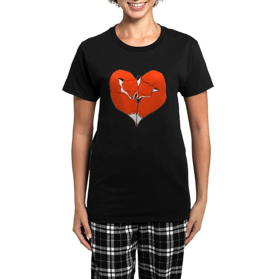 CafePress - Foxes Mate For Life Women's Dark Pajamas - Women's Short Sleeve Print T-Shirt and Pants Dark Cotton Pajama Set