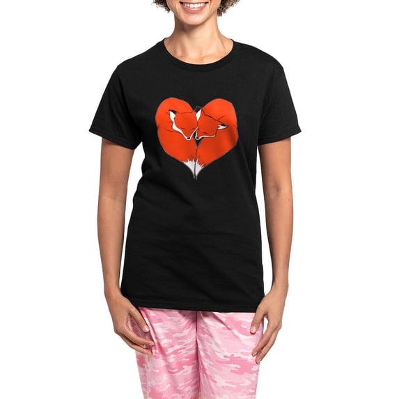 CafePress - Foxes Mate For Life Women's Dark Pajamas - Women's Short Sleeve Print T-Shirt and Pants Dark Cotton Pajama Set