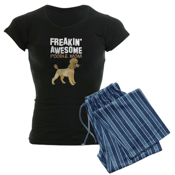 CafePress - Freaking Awesome Poodle Mom Pajamas - Women's Short Sleeve Print T-Shirt and Pants Dark Cotton Pajama Set