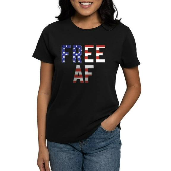 CafePress - Free AF Women's Classic T Shirt - Women's Traditional Fit Dark T-Shirt