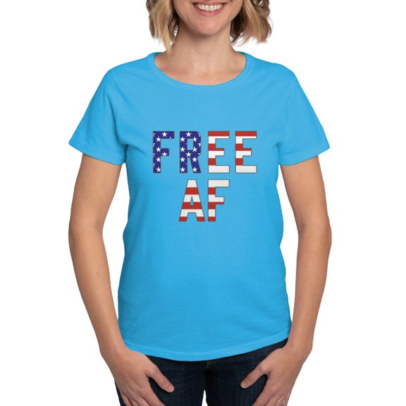 CafePress - Free AF Women's Classic T Shirt - Women's Traditional Fit Dark T-Shirt