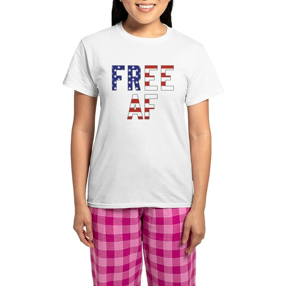 CafePress - Free AF Women's Light Pajamas - Women's Short Sleeve Print T-Shirt and Pants Light Cotton Pajama Set