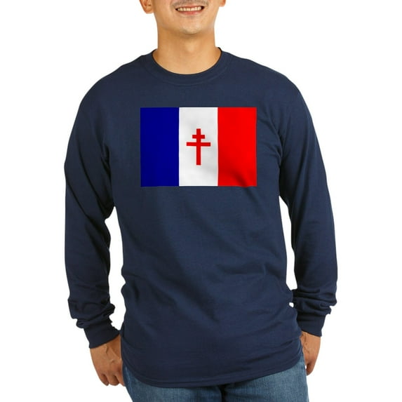 CafePress - Free French Forces Flag Long Sleeve Dark T Shirt - Long Sleeve Dark T-Shirt