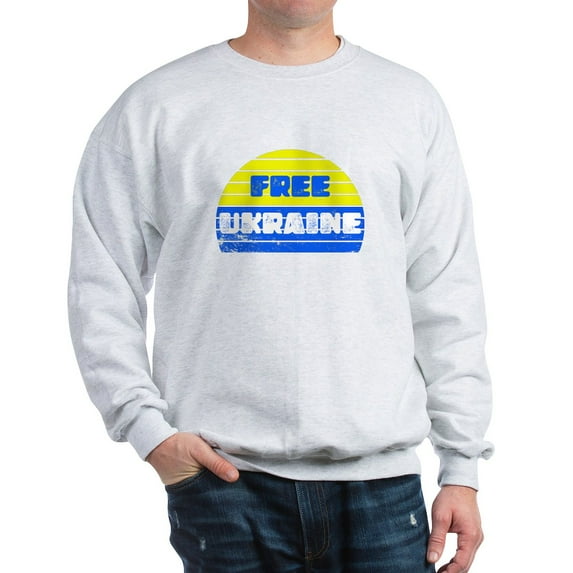 CafePress - Free Ukraine - Crew Neck Sweatshirt