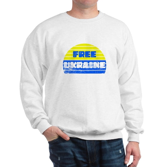 CafePress - Free Ukraine - Crew Neck Sweatshirt