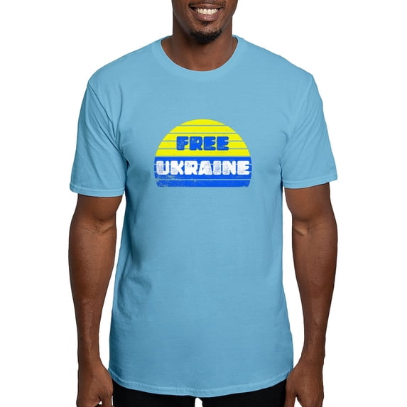 CafePress - Free Ukraine Men's Classic T Shirt - Fitted T-Shirt, Vintage Fit Soft Cotton Tee