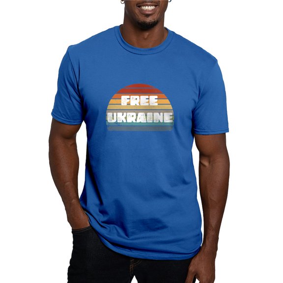 CafePress - Free Ukraine Men's Classic T Shirt - Men's Fitted T-Shirt