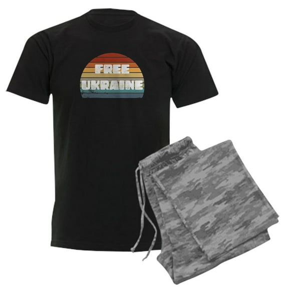 CafePress - Free Ukraine - Men's Dark Loose Fit Cotton Pajama Set