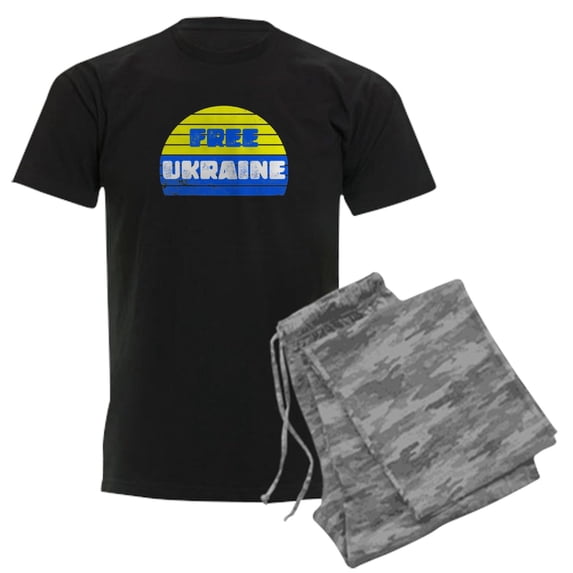 CafePress - Free Ukraine - Men's Dark Loose Fit Cotton Pajama Set
