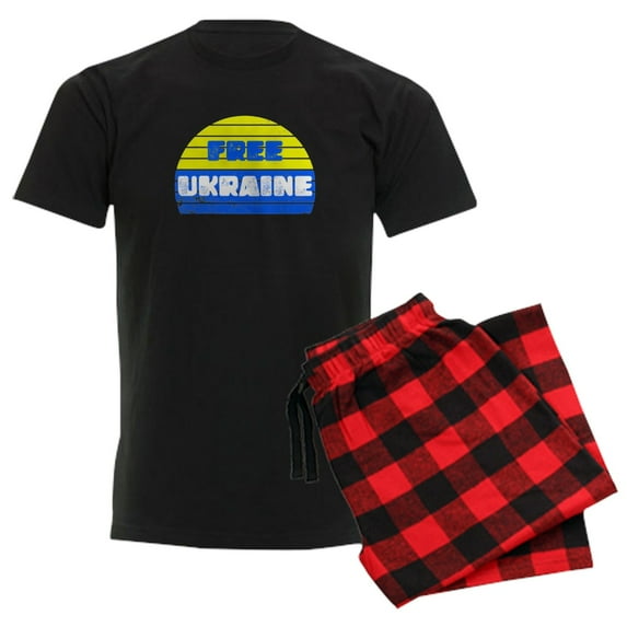 CafePress - Free Ukraine - Men's Dark Loose Fit Cotton Pajama Set