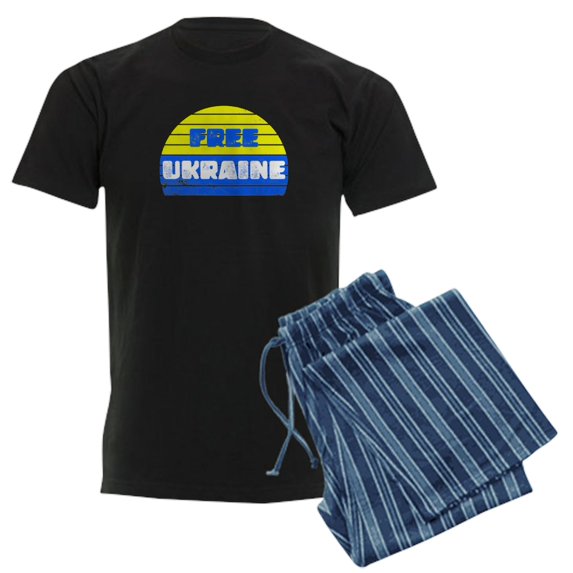 CafePress - Free Ukraine - Men's Dark Loose Fit Cotton Pajama Set