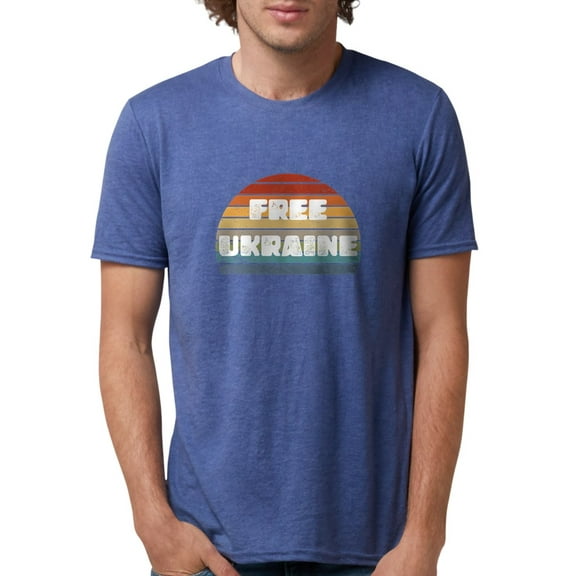 CafePress - Free Ukraine Men's Deluxe T Shirt - Mens Tri-blend T-Shirt