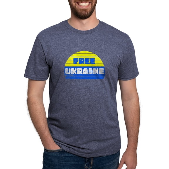 CafePress - Free Ukraine Men's Deluxe T Shirt - Mens Tri-blend T-Shirt