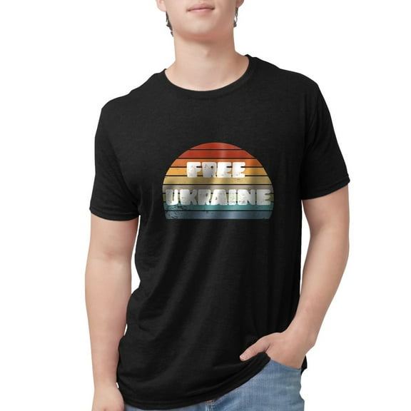 CafePress - Free Ukraine Men's Deluxe T Shirt - Mens Tri-blend T-Shirt