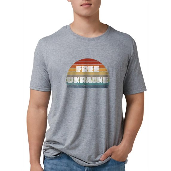 CafePress - Free Ukraine Men's Deluxe T Shirt - Mens Tri-blend T-Shirt