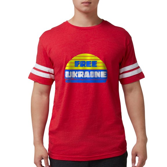 CafePress - Free Ukraine Men's Football T Shirt - Mens Football Shirt