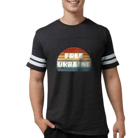 CafePress - Free Ukraine Men's Football T Shirt - Mens Football Shirt
