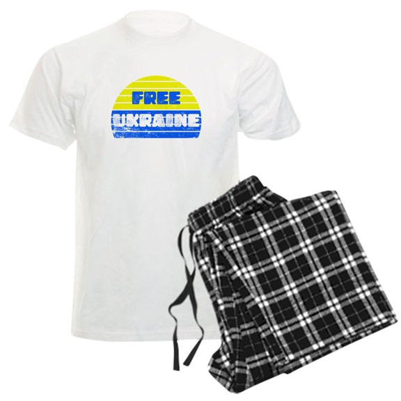 CafePress - Free Ukraine - Men's Light Loose Fit Cotton Pajama Set