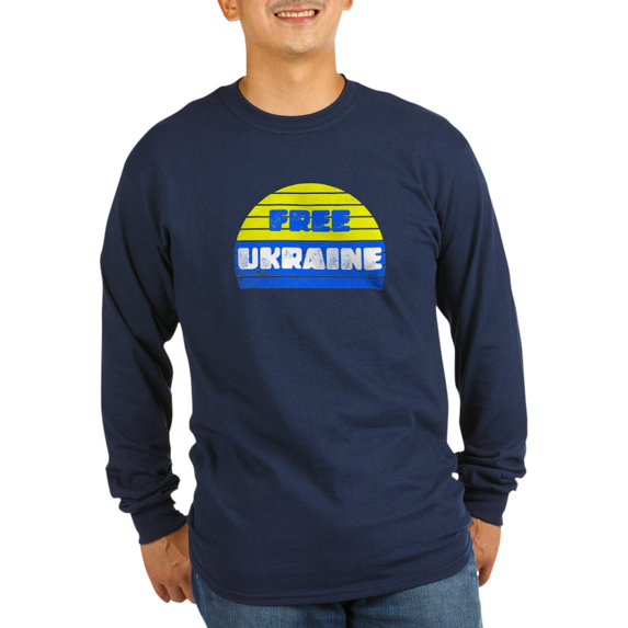 CafePress - Free Ukraine Men's Long Sleeve T Shirt - Long Sleeve Dark T-Shirt