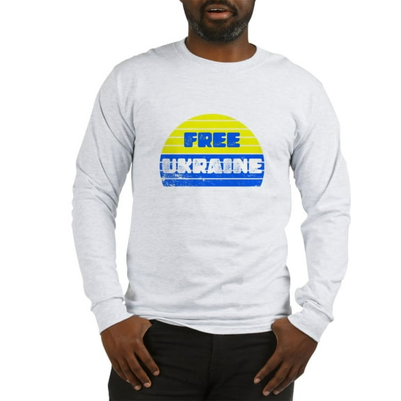 CafePress - Free Ukraine Men's Long Sleeve T Shirt - Unisex Cotton Long Sleeve T-Shirt