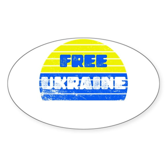 CafePress - Free Ukraine - Sticker (Oval)