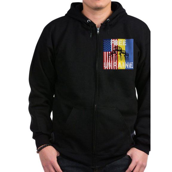 CafePress - Free Ukraine Stop War Sweatshirt - Zip Hoodie, Classic Hooded Sweatshirt with Metal Zipper