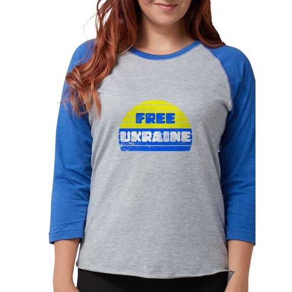 CafePress - Free Ukraine Women's Baseball T Shirt - Womens Baseball Tee