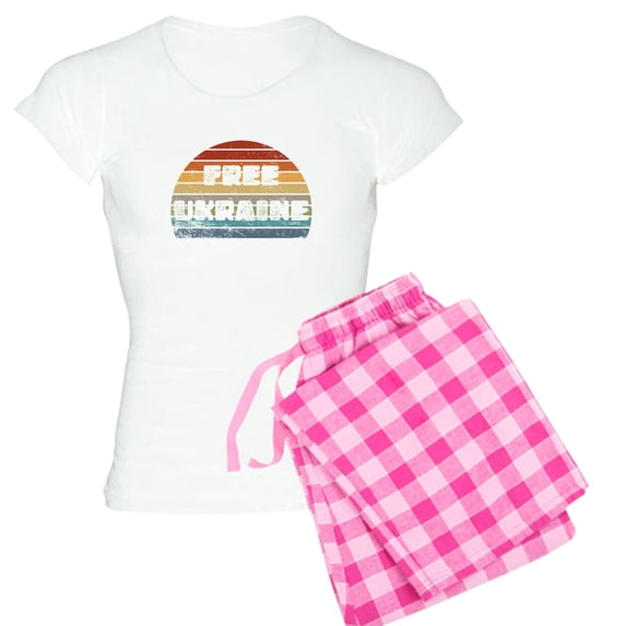 CafePress - Free Ukraine - Women's Short Sleeve Print T-Shirt and Pants Light Cotton Pajama Set