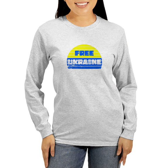 CafePress - Free Ukraine Women's Long Sleeve T Shirt - Women's Long Sleeve Graphic Casual T-Shirt