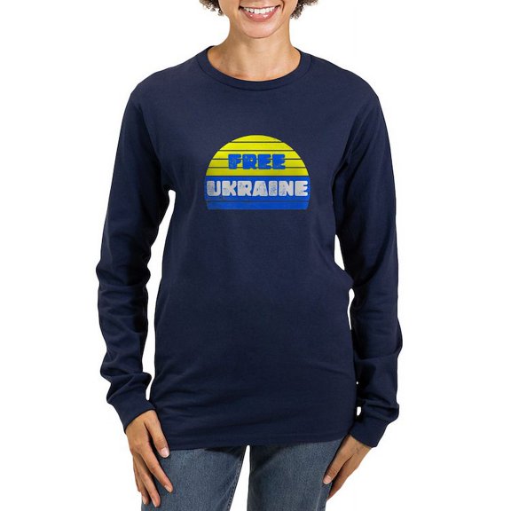 CafePress - Free Ukraine Women's Long Sleeve T Shirt - Women's Long Sleeve Graphic Tee Casual Fit