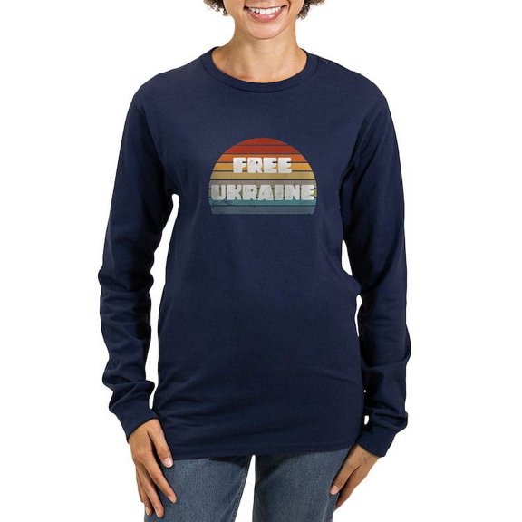 CafePress - Free Ukraine Women's Long Sleeve T Shirt - Women's Long Sleeve Graphic Tee Casual Fit