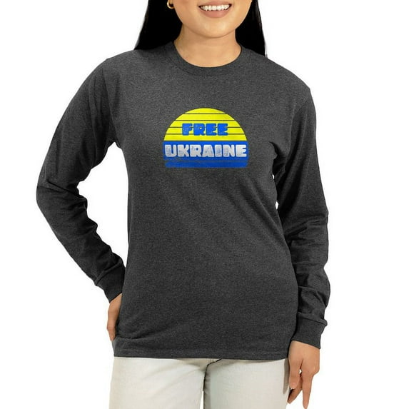 CafePress - Free Ukraine Women's Long Sleeve T Shirt - Women's Long Sleeve Graphic Tee Casual Fit