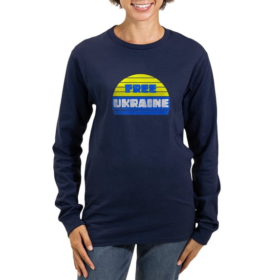 CafePress - Free Ukraine Women's Long Sleeve T Shirt - Women's Long Sleeve Graphic Tee Casual Fit