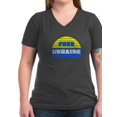 thumbnail image 1 of CafePress - Free Ukraine Women's V Neck T Shirt - Women's V-Neck Dark T-Shirt, 1 of 1