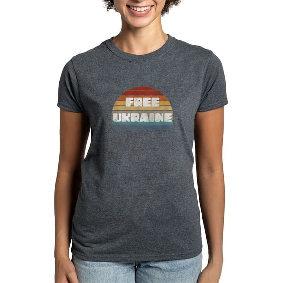 CafePress - Free Ukraine Women's Value T Shirt - Women's Traditional Fit Dark T-Shirt