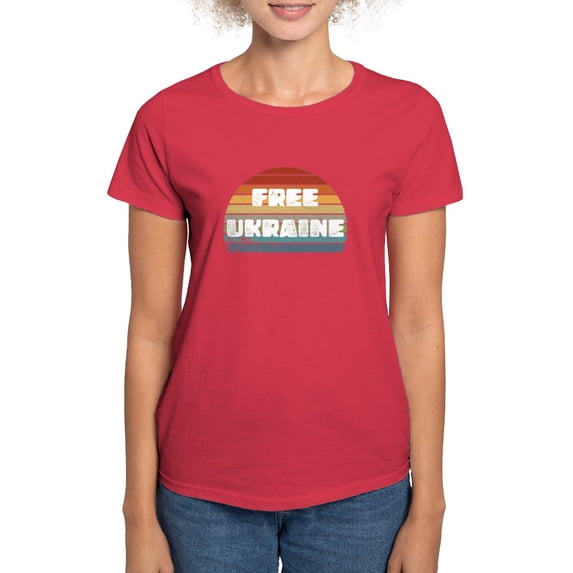CafePress - Free Ukraine Women's Value T Shirt - Women's Traditional Fit Dark T-Shirt