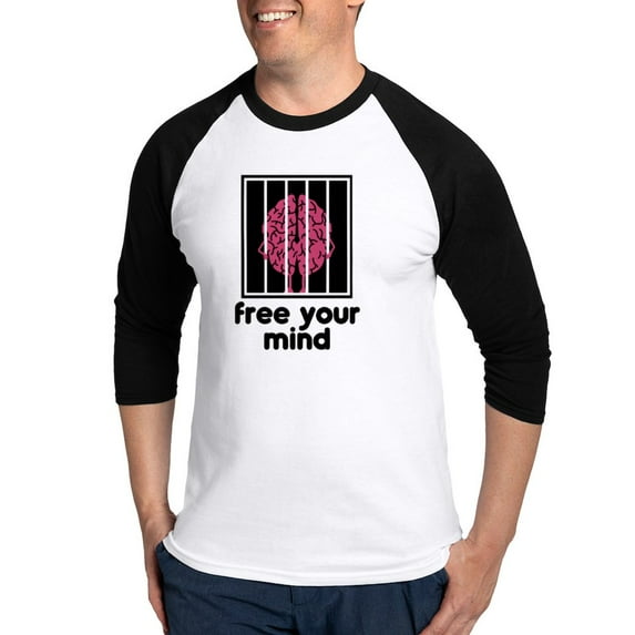 CafePress - Free Your Mind Baseball Jersey - Cotton Baseball Jersey, 3/4 Raglan Sleeve Shirt