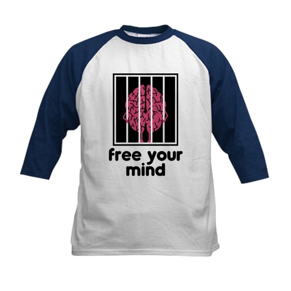 CafePress - Free Your Mind Kids Baseball Jersey - Kids Cotton Baseball Jersey, 3/4 Sleeve Shirt