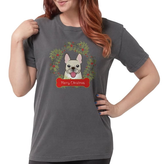 CafePress - French Bulldog Christm Womens Comfort Colors Shirt - Womens Comfort Colors® Shirt