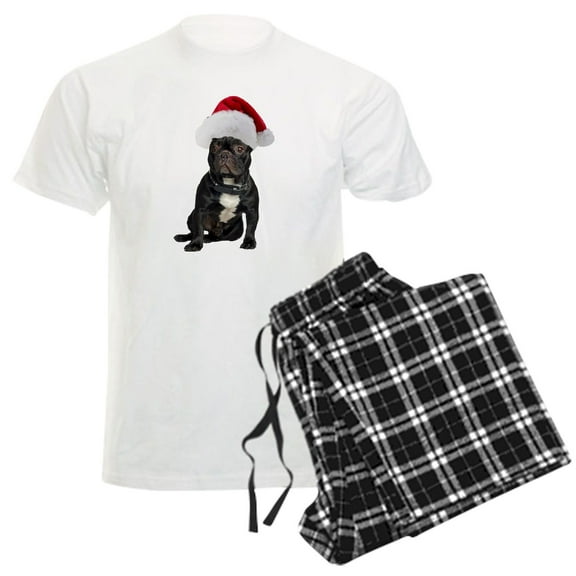 CafePress - French Bulldog Christmas Men's Light Pajamas - Men's Light Loose Fit Cotton Pajama Set