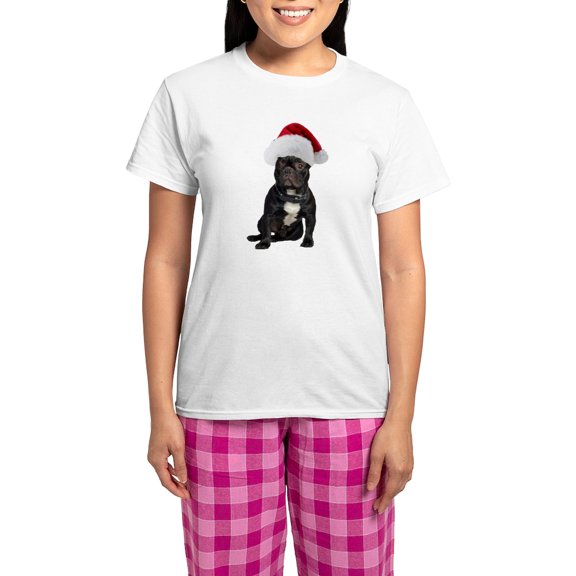 CafePress - French Bulldog Christmas Women's Light Pajamas - Women's Short Sleeve Print T-Shirt and Pants Light Cotton Pajama Set