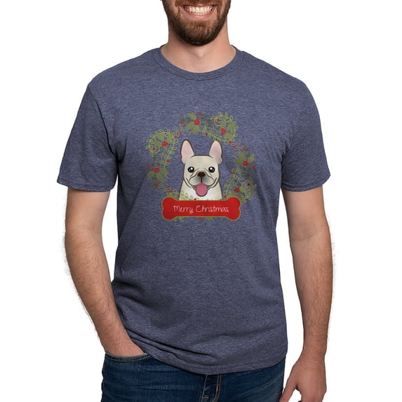 CafePress - French Bulldog Christmas Wr Mens Tri Blend T Shirt - Mens Tri-blend T-Shirt