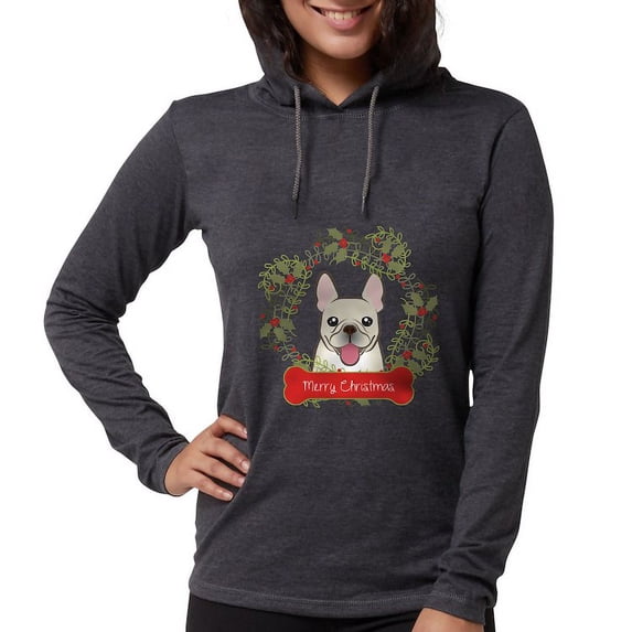 CafePress - French Bulldog Christmas Wreat - Womens Hooded Shirt