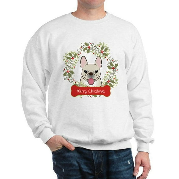CafePress - French Bulldog Christmas Wreath Sweatshirt - Crew Neck Sweatshirt